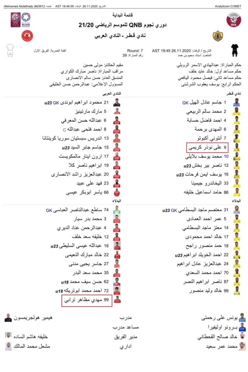 حضور علی کریمی در ترکیب القطر/ نیمکت نشینی ترابی برای العربی