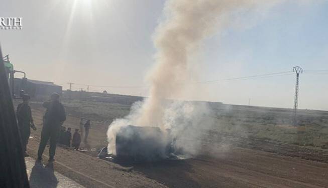 حمله پهپادی ترکیه به یک خودرو در شمال شرق سوریه